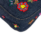 Fendi Mamma Baguette Handbag Denim Multicolor Beads Bijou Embroidery — view 7