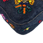Fendi Mamma Baguette Handbag Denim Multicolor Beads Bijou Embroidery — view 8