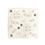 Chanel Logo Silk Scarf Icon Motif Pattern Bandana White — view 2