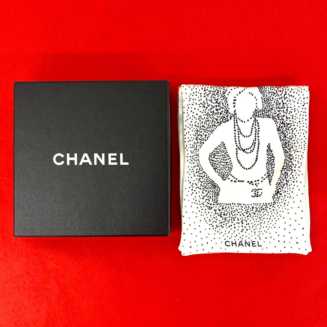 Chanel Logo Silk Scarf Pattern Bandana Shawl White 7 2