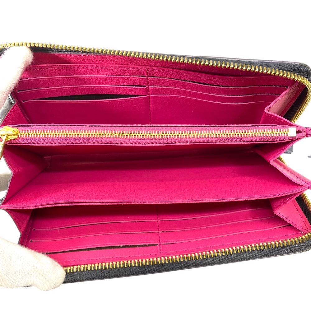 Louis Vuitton Comete Wallet Portefeuille L-shaped Zipper Leather Black Pink — view 6