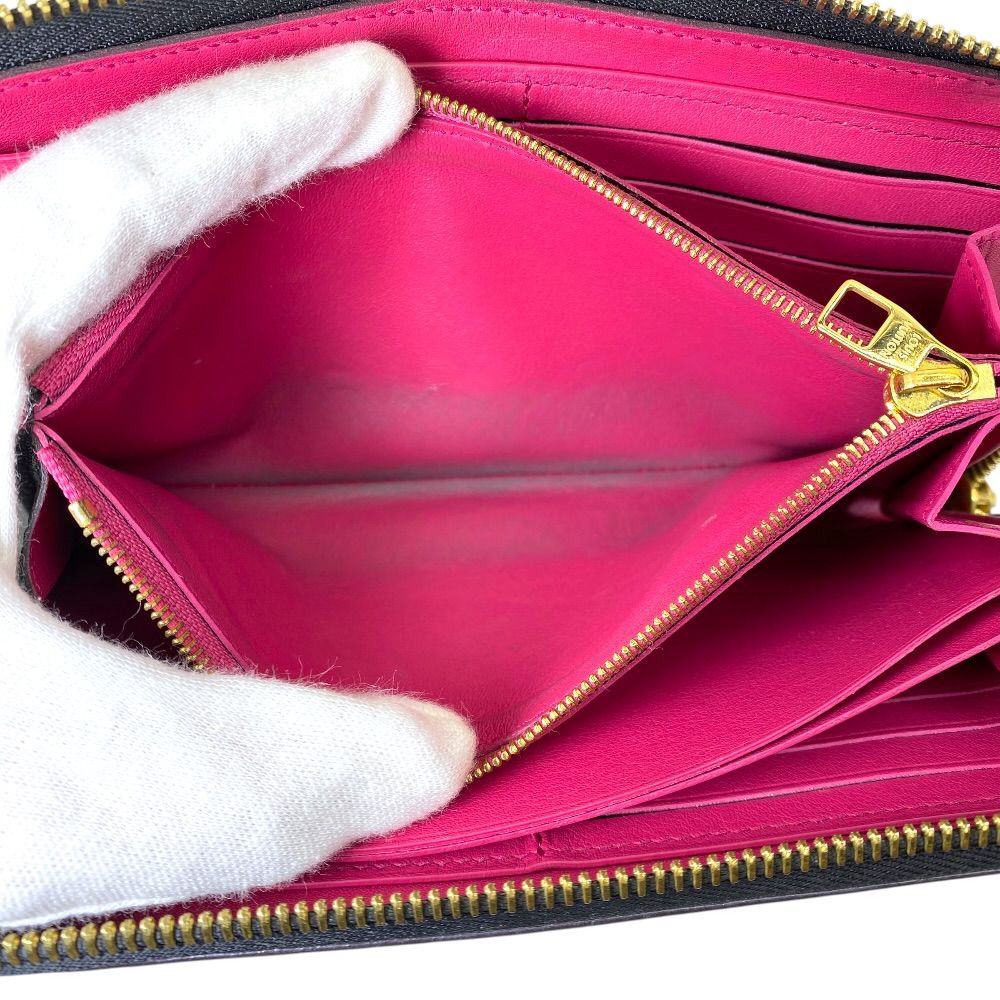 Louis Vuitton Comete Wallet Portefeuille L-shaped Zipper Leather Black Pink — view 8