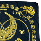 Hermes Yellow Golden Knight les Cavaliers D'or Carre 90 Scarf Shawl Silk Black — view 2