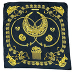Hermes Yellow Golden Knight les Cavaliers D'or Carre 90 Scarf Shawl Silk Black