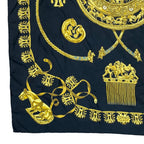 Hermes Yellow Golden Knight les Cavaliers D'or Carre 90 Scarf Shawl Silk Black — view 5