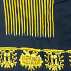 Hermes Yellow Golden Knight les Cavaliers D'or Carre 90 Scarf Shawl Silk Black — view 9