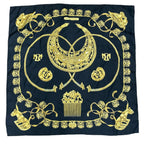 Hermes Yellow Golden Knight les Cavaliers D'or Carre 90 Scarf Shawl Silk Black — view 6