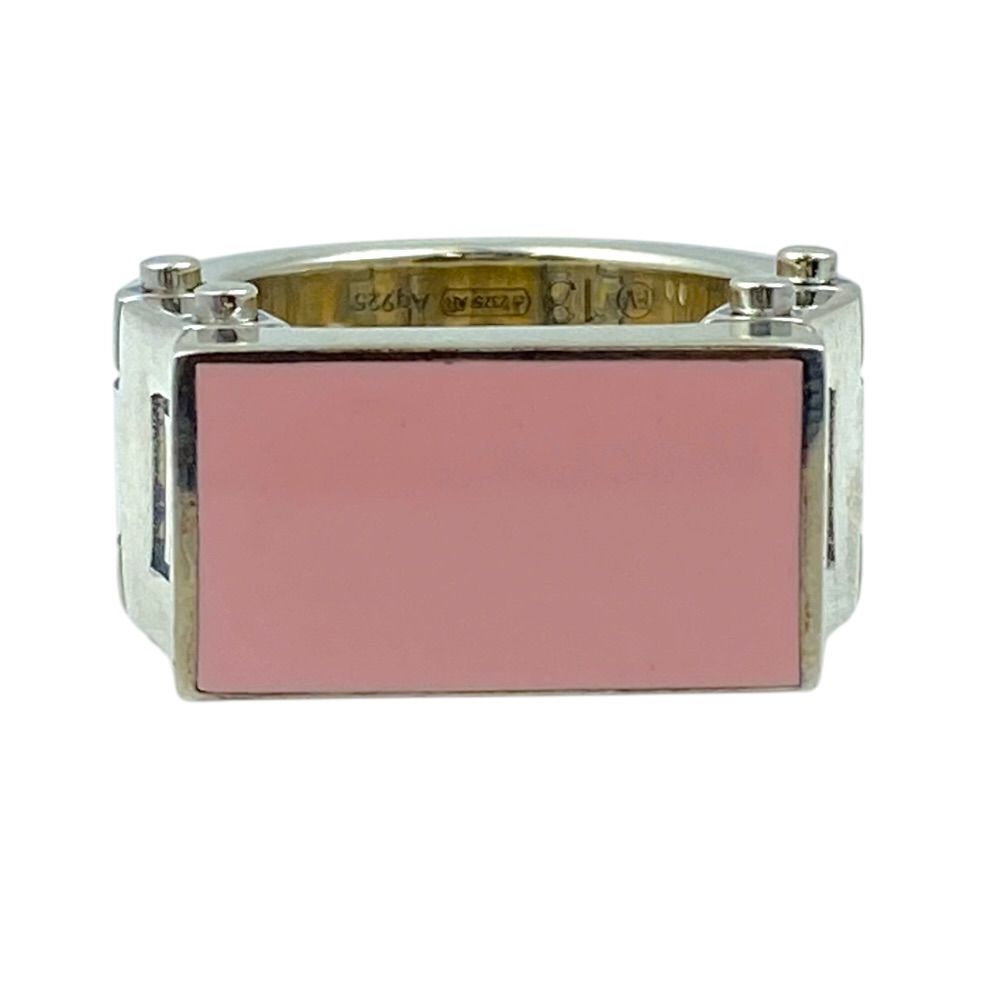 Bottega Veneta Bolt Ring Silver Pink High Quality Presence Accent
