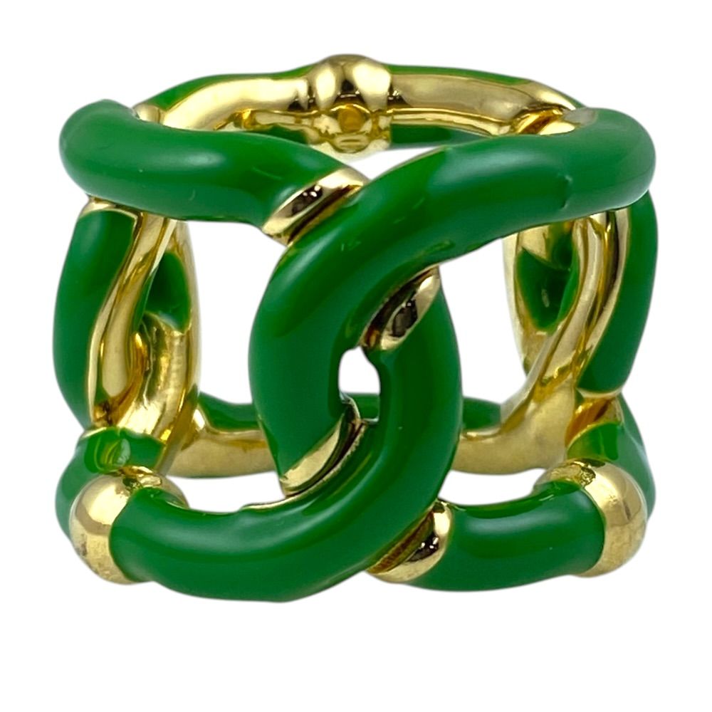 Bottega Veneta Twist Chain Ring Gold Green High Quality Presence Accent — view 2