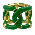 Bottega Veneta Twist Chain Ring Gold Green High Quality Presence Accent — view 2