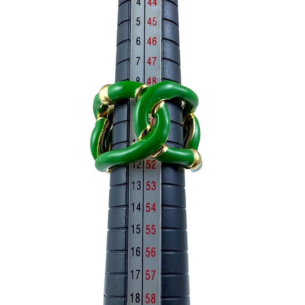 Bottega Veneta Twist Chain Ring Gold Green High Quality Presence Accent — view 9