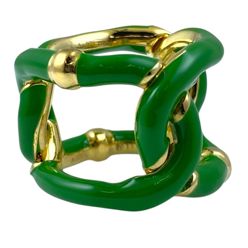 Bottega Veneta Twist Chain Ring Gold Green High Quality Presence Accent — view 4