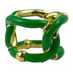 Bottega Veneta Twist Chain Ring Gold Green High Quality Presence Accent — view 3
