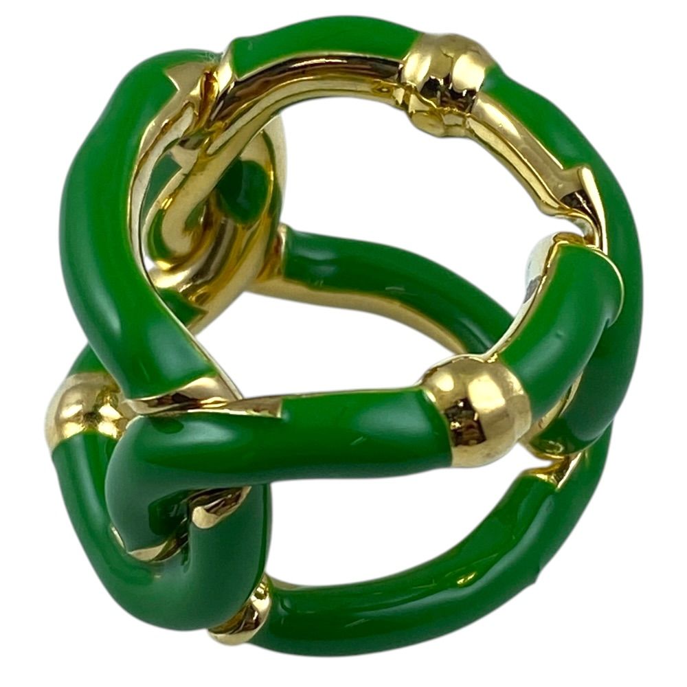 Bottega Veneta Twist Chain Ring Gold Green High Quality Presence Accent — view 8