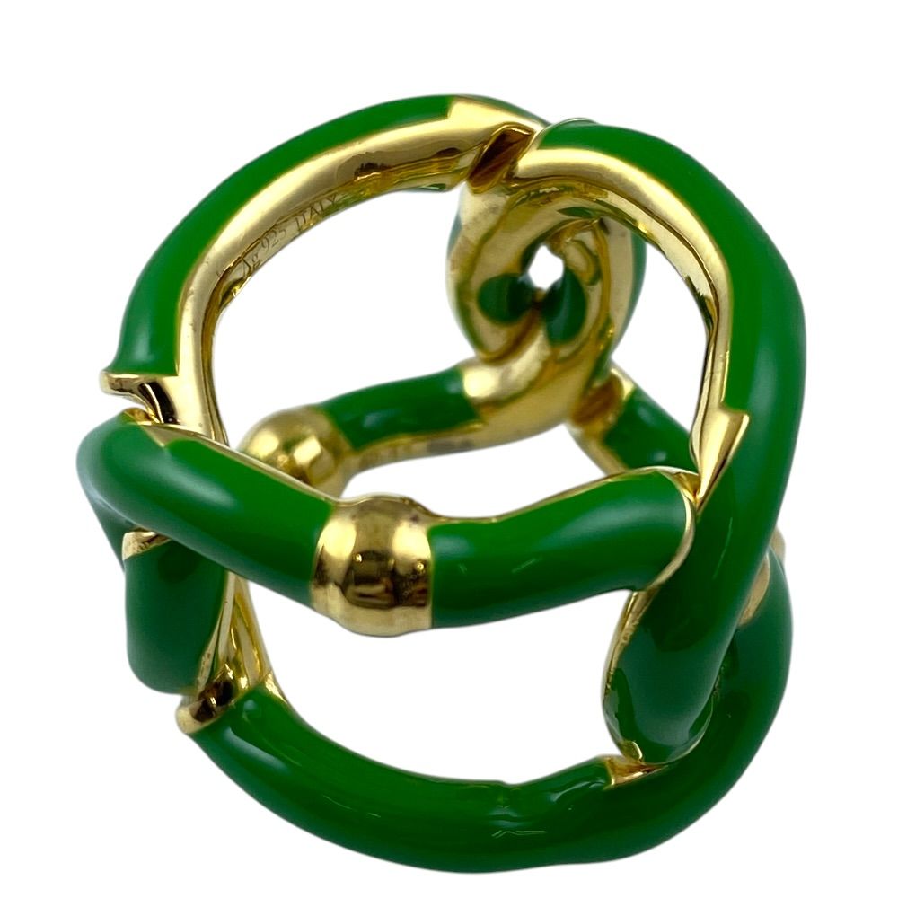 Bottega Veneta Twist Chain Ring Gold Green High Quality Presence Accent — view 7