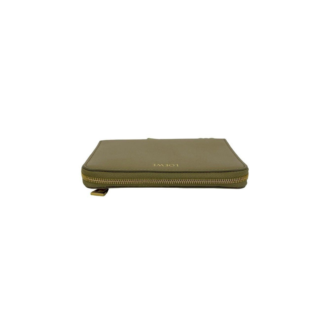 Loewe Knot Compact Zip Around Wallet Shiny Napa Calfskin Bifold Beige — view 3