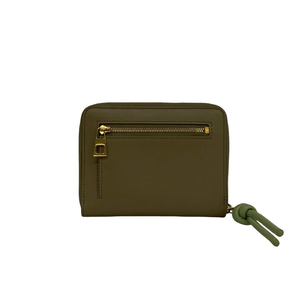 Loewe Knot Compact Zip Around Wallet Shiny Napa Calfskin Bifold Beige — view 2