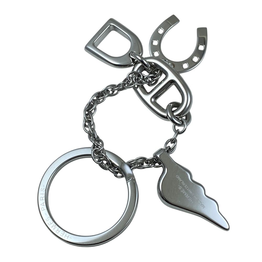 Hermes Bon Voyage Key Holder Key Ring Charm Stainless Steel Silver — view 2