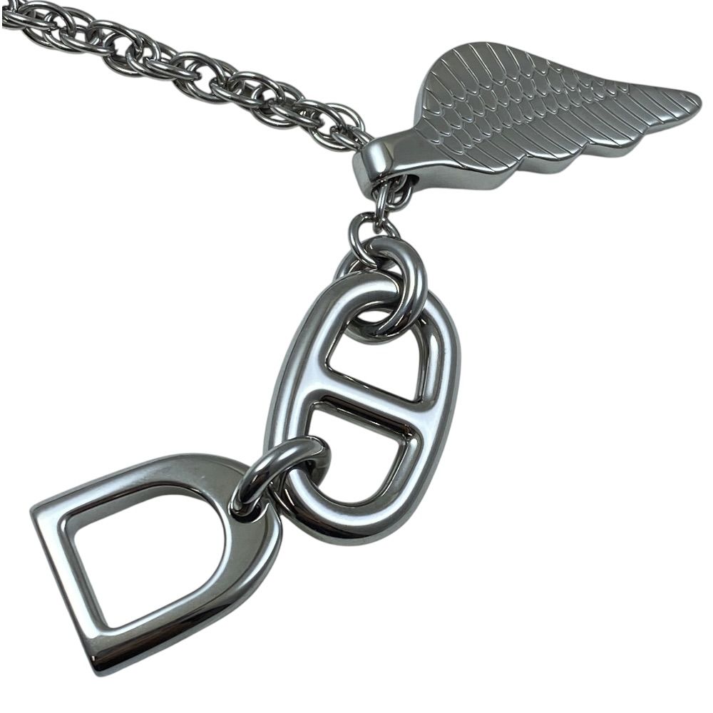 Hermes Bon Voyage Key Holder Key Ring Charm Stainless Steel Silver — view 3