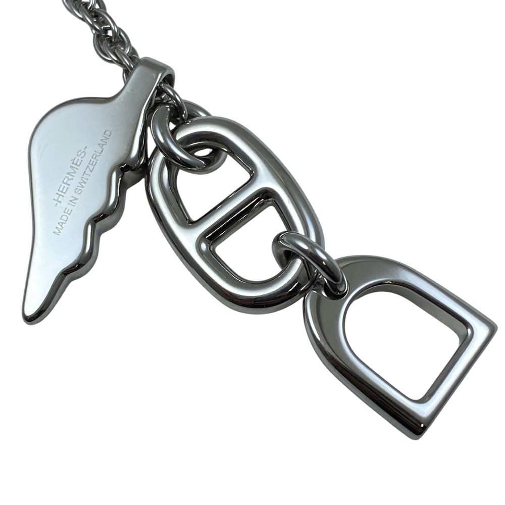 Hermes Bon Voyage Key Holder Key Ring Charm Stainless Steel Silver — view 6