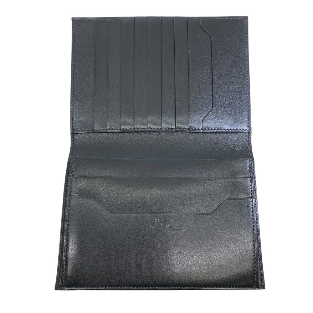 Hermes Bifold Wallet Folding Billfold Multi Case Card Leather Black — view 4