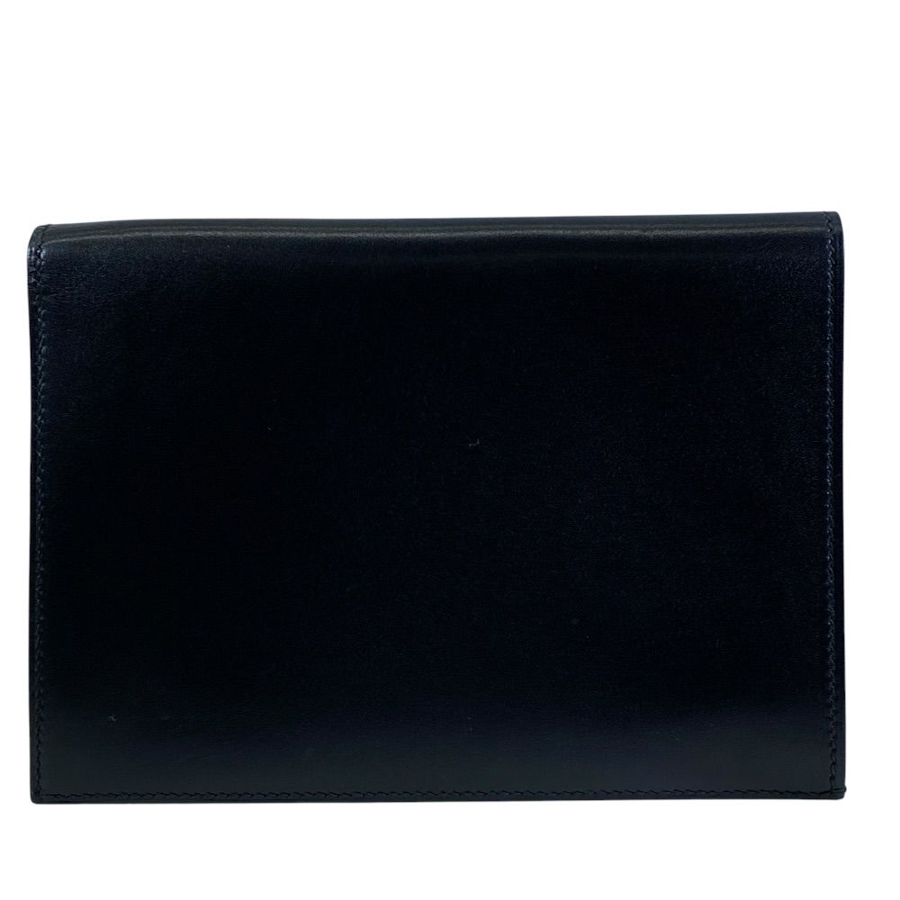 Hermes Bifold Wallet Folding Billfold Multi Case Card Leather Black — view 2