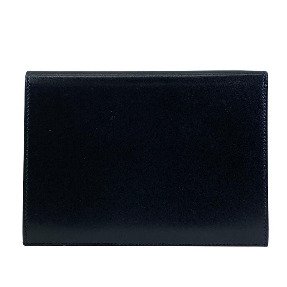 Hermes Bifold Wallet Folding Billfold Multi Case Card Leather Black