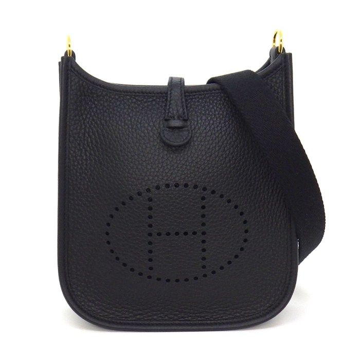 Hermes Shoulder Bag Evelyne TPM Amazone Black Taurillon Clemence Gold