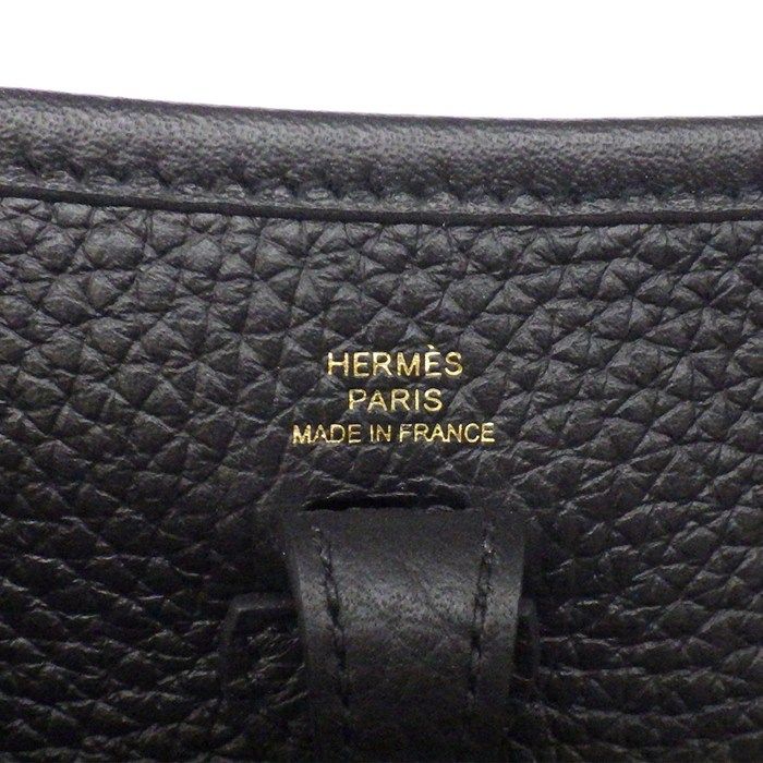 Hermes Shoulder Bag Evelyne TPM Amazone Black Taurillon Clemence Gold — view 6