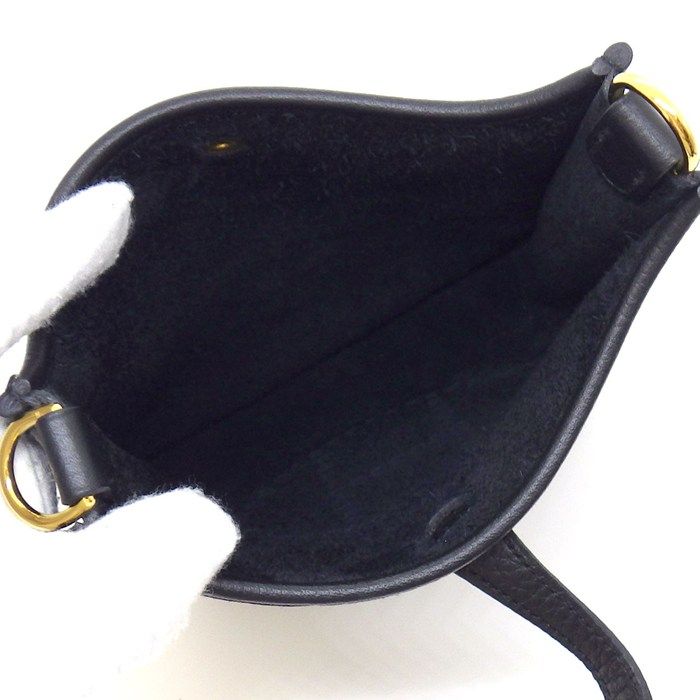 Hermes Shoulder Bag Evelyne TPM Amazone Black Taurillon Clemence Gold — view 5