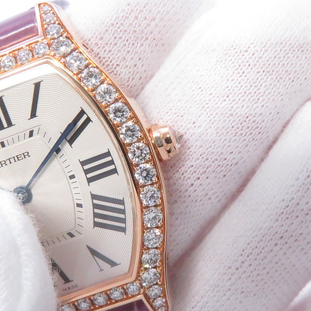 Cartier Totu MM SS 18k Pink Gold Diamond Bezel Watch Silver Dial — view 8