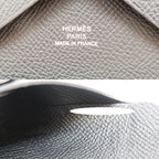Hermes Heaven Calviduo Epsom Black Coin Purse Card Case Silver Manufactured — view 8
