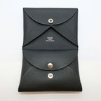 Hermes Heaven Calviduo Epsom Black Coin Purse Card Case Silver Manufactured — view 3