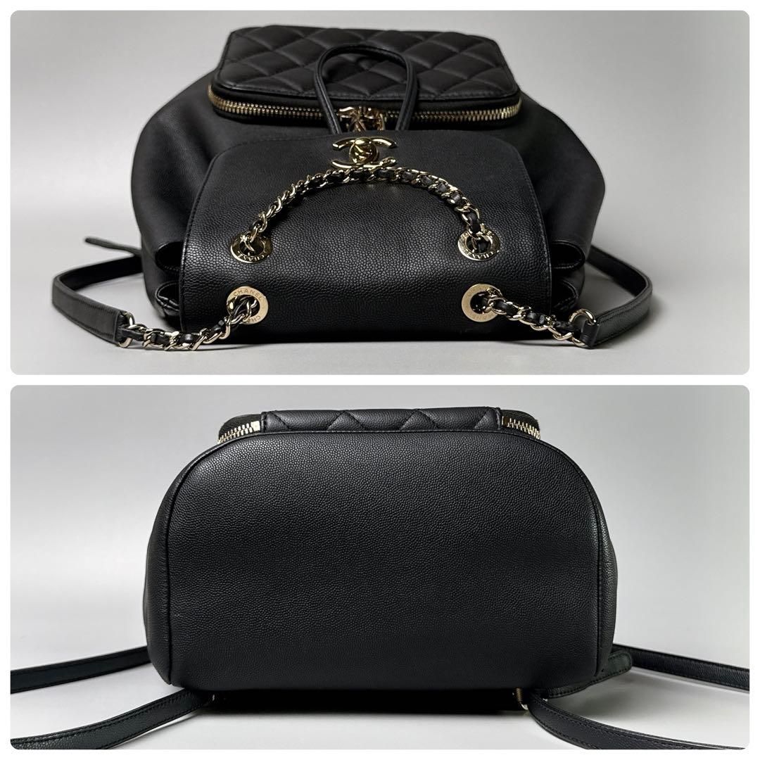 Chanel Quilted Caviar Leather Backpack CC Logo Black Business Affinity — view 6