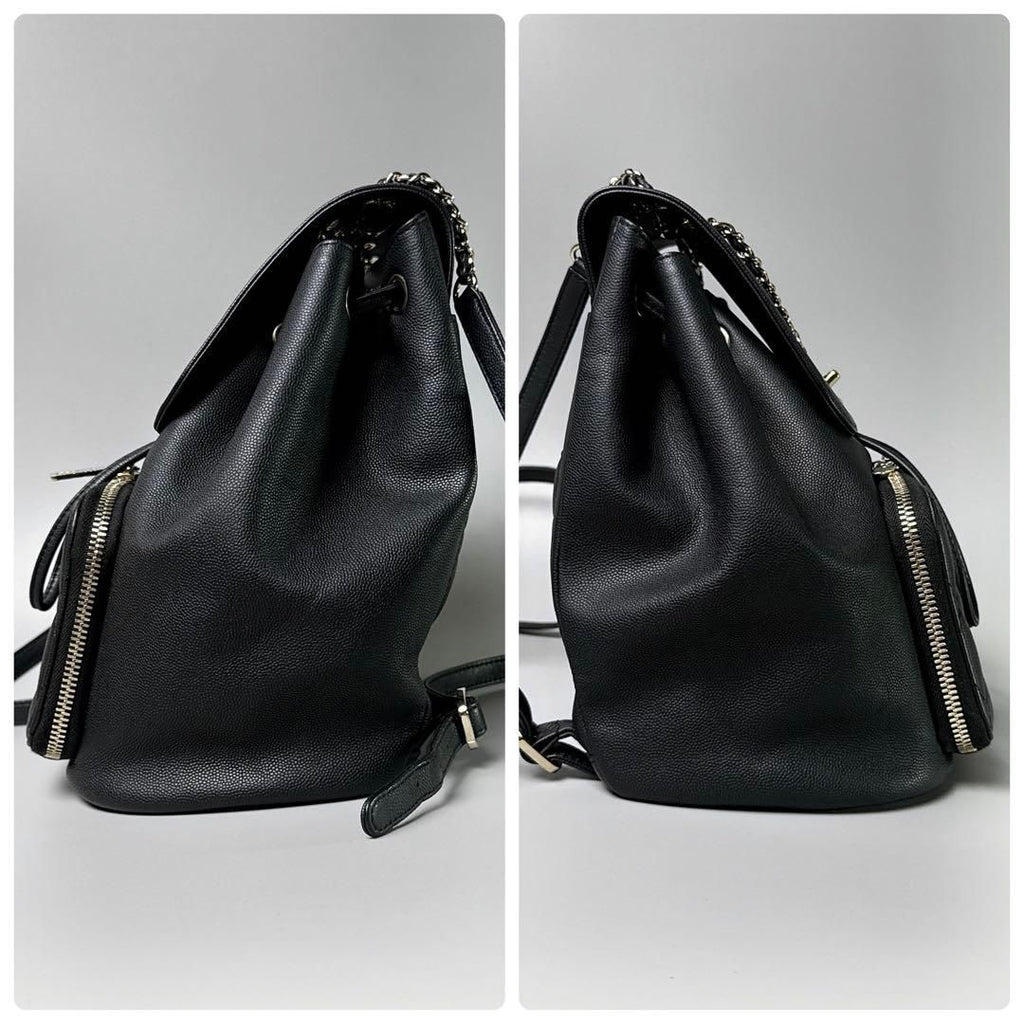 Chanel Quilted Caviar Leather Backpack CC Logo Black Business Affinity — view 5