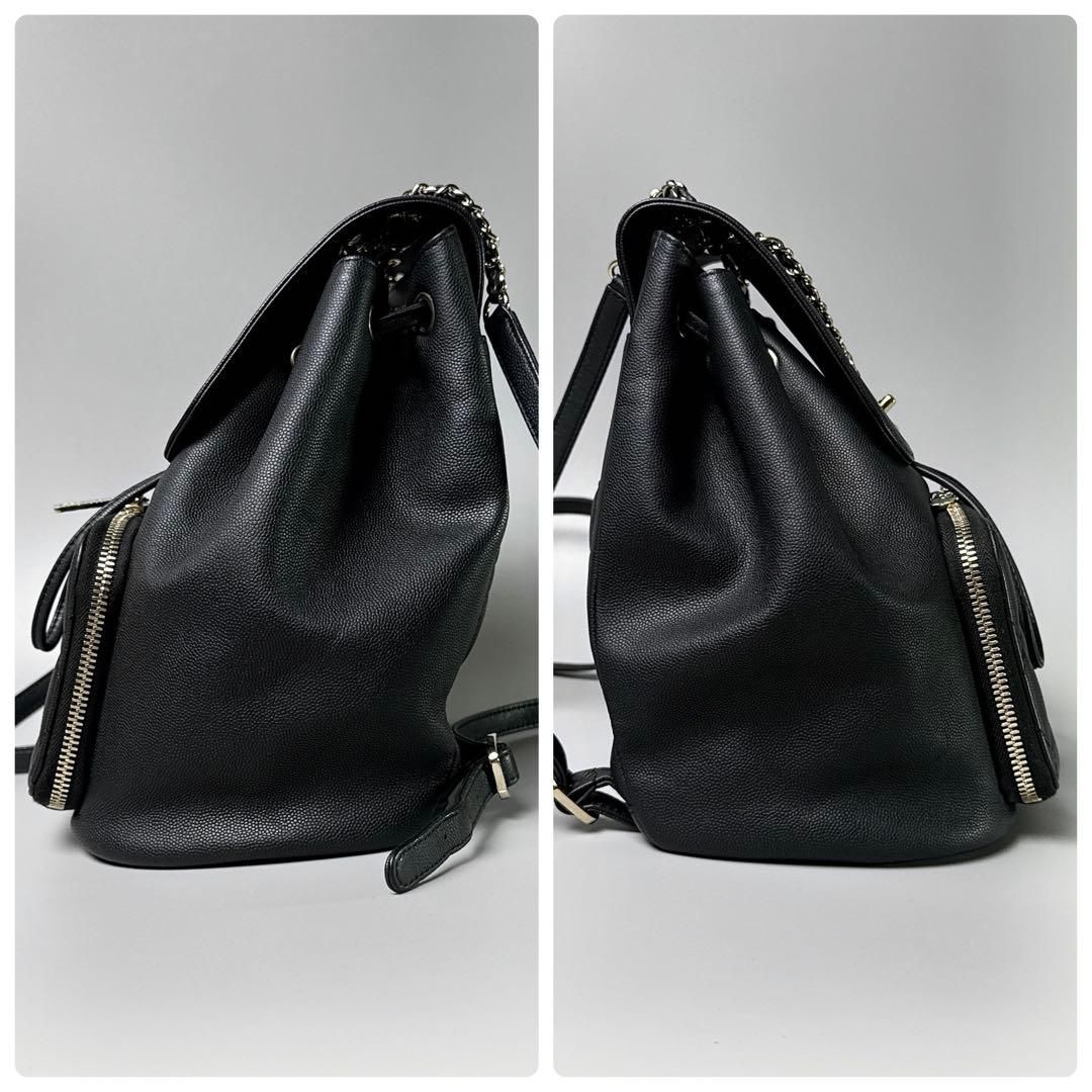 Chanel Quilted Caviar Leather Backpack CC Logo Black Business Affinity — view 5