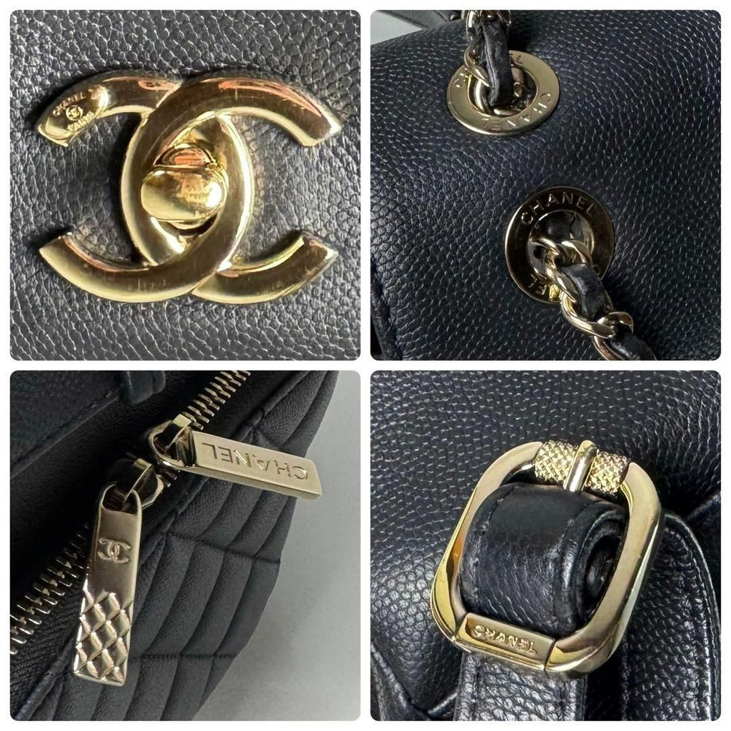 Chanel Quilted Caviar Leather Backpack CC Logo Black Business Affinity — view 9