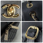 Chanel Quilted Caviar Leather Backpack CC Logo Black Business Affinity — view 9