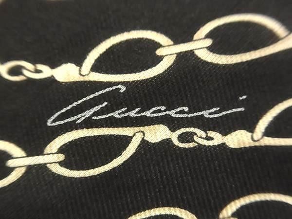 Gucci Ucci Scarf Horsebit Diamond Black Silk — view 4