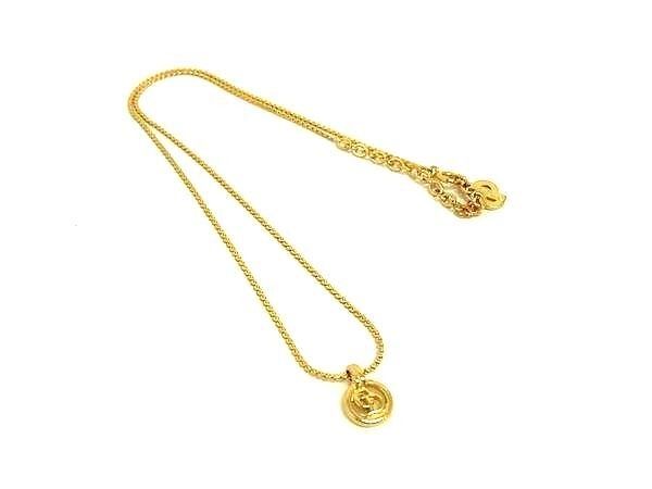 Dior Necklace CD Logo Circle Charm Gold Metal