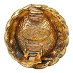 Chanel CC Logo Gripoix Vintage Round Earrings Gold Blue Plated Glass — view 4