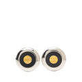 Chanel CC Logo Vintage Round Earrings Silver Gold Black Plated Metal