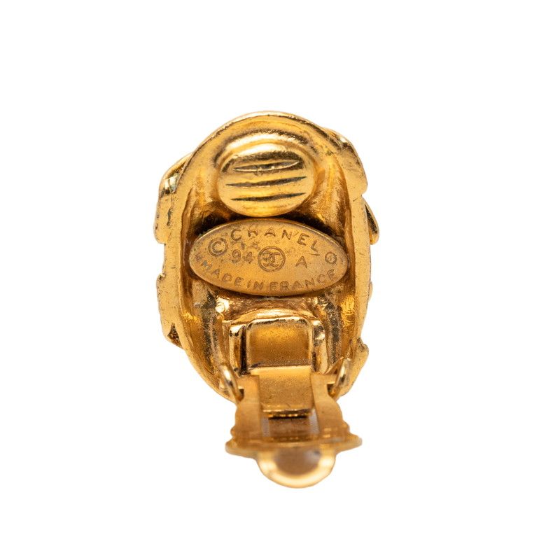 Chanel CC Logo Vintage Earrings Gold Plated — view 3