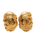 Chanel CC Logo Vintage Earrings Gold Plated