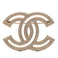 Chanel CC Logo Brooch Gold Plated Rhinestone