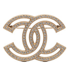 Chanel CC Logo Brooch Gold Plated Rhinestone