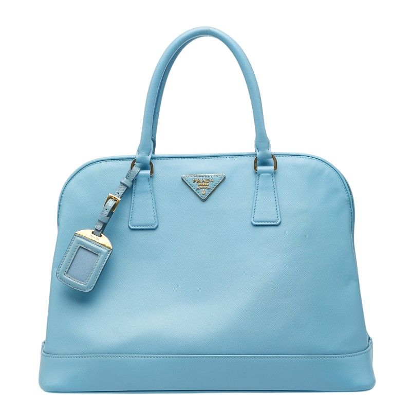 Prada Saffiano Open Promenade Handbag Light Blue Leather