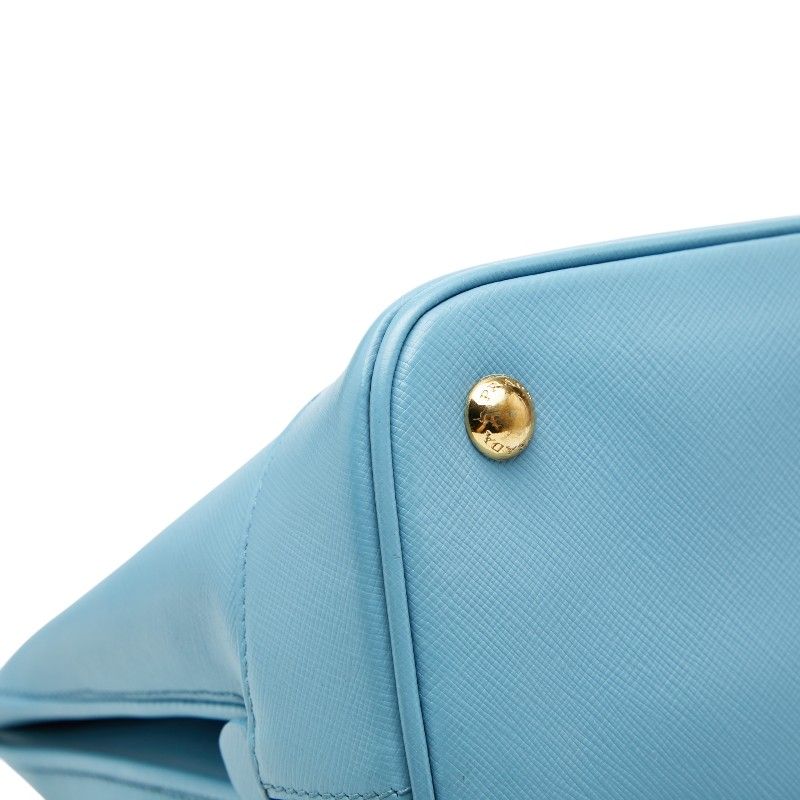 Prada Saffiano Open Promenade Handbag Light Blue Leather — view 7