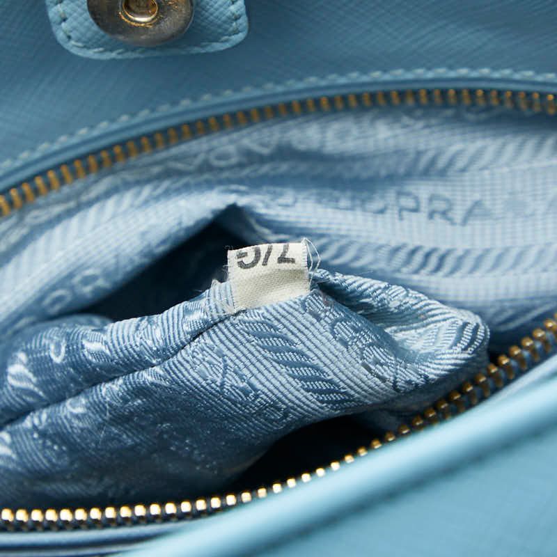 Prada Saffiano Open Promenade Handbag Light Blue Leather — view 9