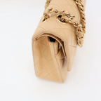 Chanel Quilted 25 Chain Shoulder Bag Double Flap Beige Lambskin — view 4